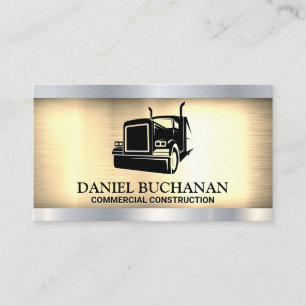 Tarjeta De Visita Logo de Semi Truck   Metálico plateado dorado