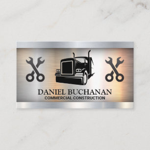Tarjeta De Visita Logo de Semi Truck   Wrenches   Metalizado