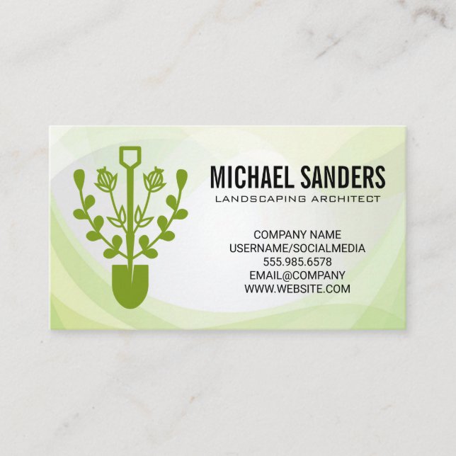 Tarjeta De Visita Logo de Shovel Plantas | Jardinería | Paisajismo (Anverso)