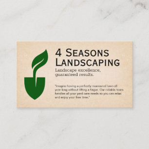 Tarjeta De Visita Logo de Shovel y Leaf   Landscaper