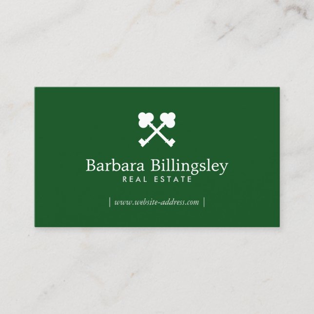 Tarjeta De Visita Logo de Skeleton Inmobiliaria, Broker Dark Green (Anverso)