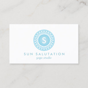 Tarjeta De Visita LOGO DE SOL AZUL MONOGRAM para YOGA STUDIO, PROFES
