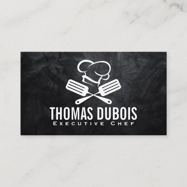 Tarjeta De Visita Logo de Spatula and Chef Gorra | Cultivo de cocina (Anverso)