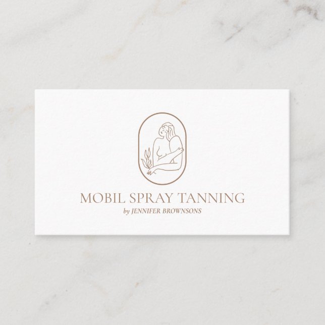 Tarjeta De Visita Logo de Spray Tanning Boho Body Skincare woman (Anverso)