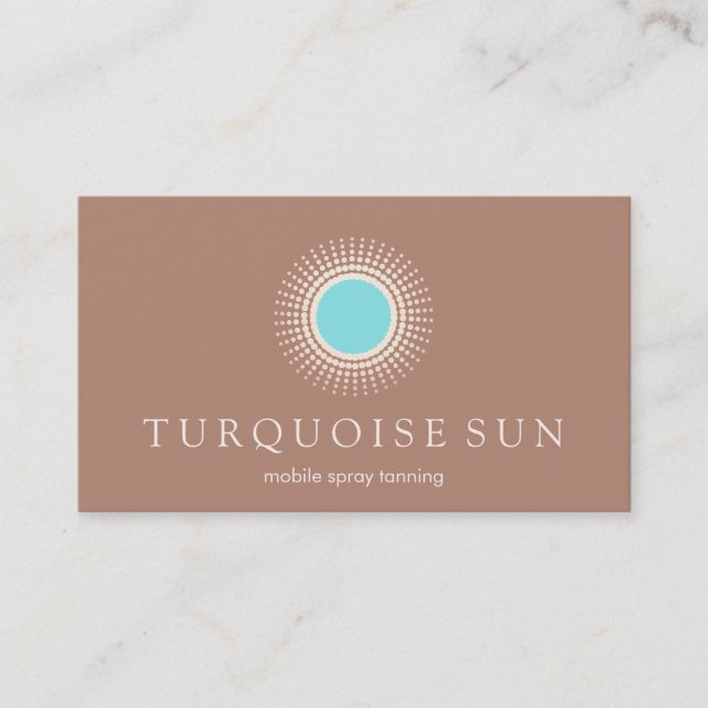 Tarjeta De Visita Logo de Spray Tanning y Turquoise Sun (Anverso)
