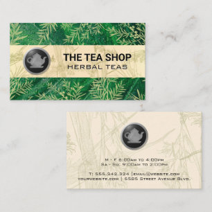 Tarjeta De Visita Logo de Tea Pot   Hojas de té