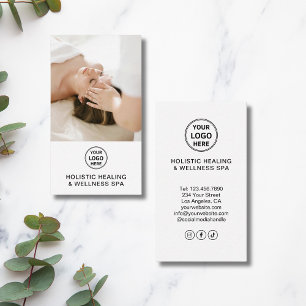 Tarjeta De Visita Logo de Terapeuta de Salud Holística Blanco Profes