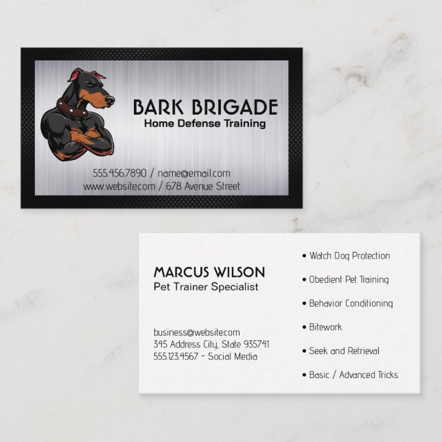 Tarjeta De Visita Logo de Tough Dog | Formación en seguridad animal (Anverso / Reverso)