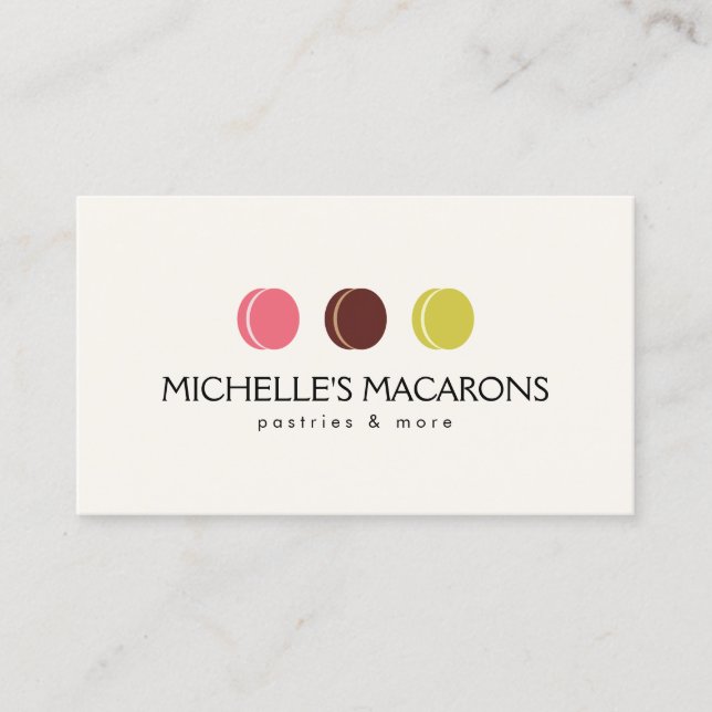 Tarjeta De Visita LOGO DE TRIO DE MACARON FRANCÉS para panadería y p (Anverso)