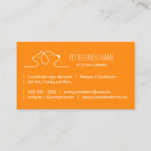 Tarjeta De Visita logo de veterinaria de perro gato Petsitter naranj
