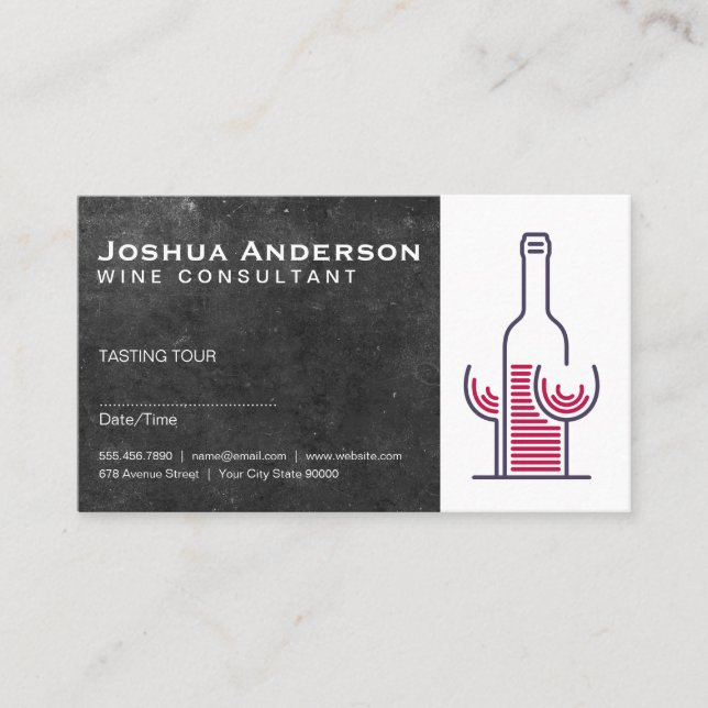 Tarjeta De Visita Logo De Vino Elegante (Anverso)