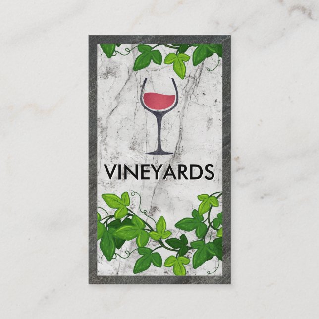 Tarjeta De Visita Logo de Wine Glass | Mármol blanco | Vines (Anverso)
