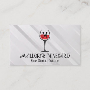 Tarjeta De Visita Logo de Wine Glass   Monograma