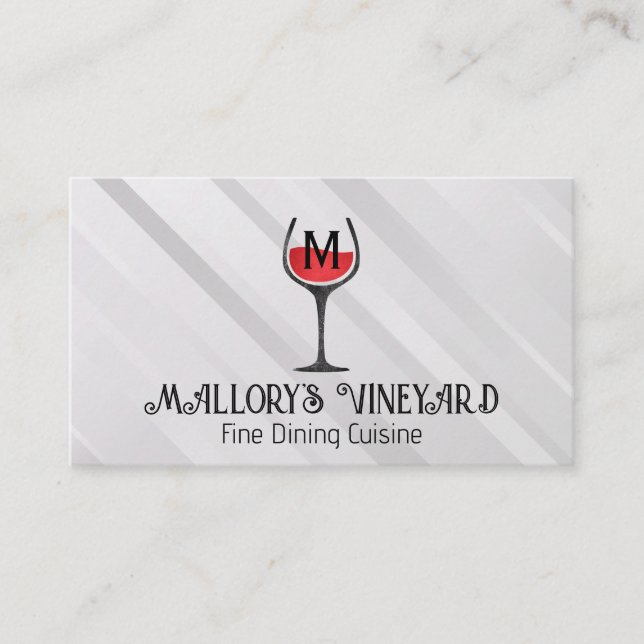 Tarjeta De Visita Logo de Wine Glass | Monograma (Anverso)