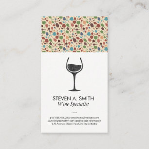Tarjeta De Visita Logo de Wine Glass   Patrón de vino