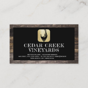 Tarjeta De Visita Logo de Wine Glass Splash   Borde de madera