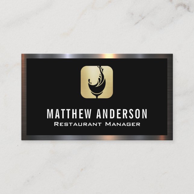 Tarjeta De Visita Logo de Wine Glass Splash | Borde Metalizado (Anverso)