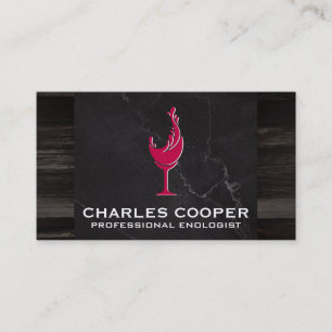 Tarjeta De Visita Logo de Wine Glass Splash   Mármol y madera