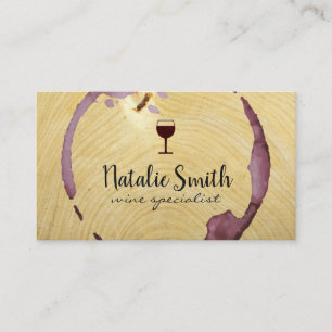 Tarjeta De Visita Logo de Wine Glass   Stain   Grano de madera