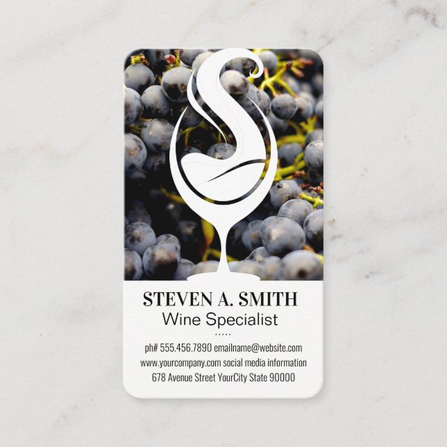 Tarjeta De Visita Logo de Wine Splash | Uvas (Anverso)