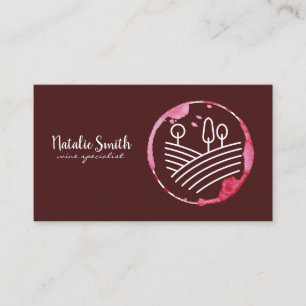 Tarjeta De Visita Logo de Wine Stain Vineyard Color rojo oscuro