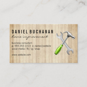 Tarjeta De Visita Logo de Wrench Hammer   Paneles de madera