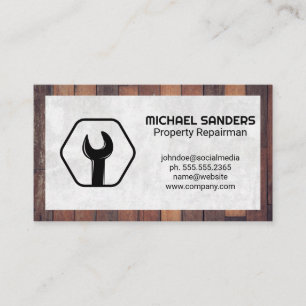 Tarjeta De Visita Logo de Wrench   Paneles de madera