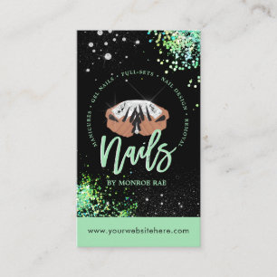Tarjeta De Visita Logo del artista de las uñas diamante purpurina t