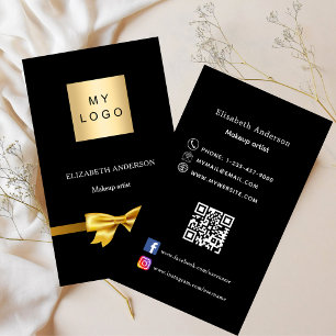 Tarjeta De Visita Logo del Black gold bow Código Qr medios sociales