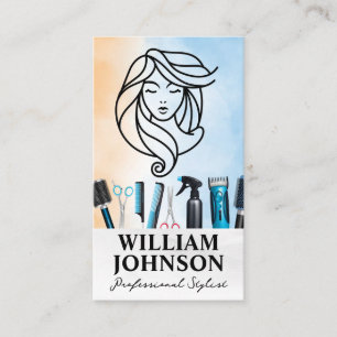 Tarjeta De Visita Logo del cabello de belleza   Herramientas de cuid