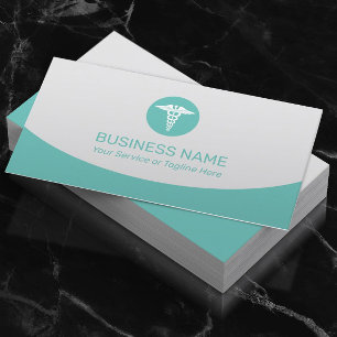 Tarjeta De Visita Logo del Caducto Médico Verde azulado moderno