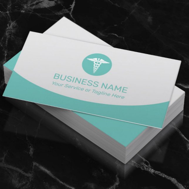 Tarjeta De Visita Logo del Caducto Médico Verde azulado moderno (Subido por el creador)
