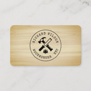 Tarjeta De Visita Logo del carpintero granos rústicos de madera apar