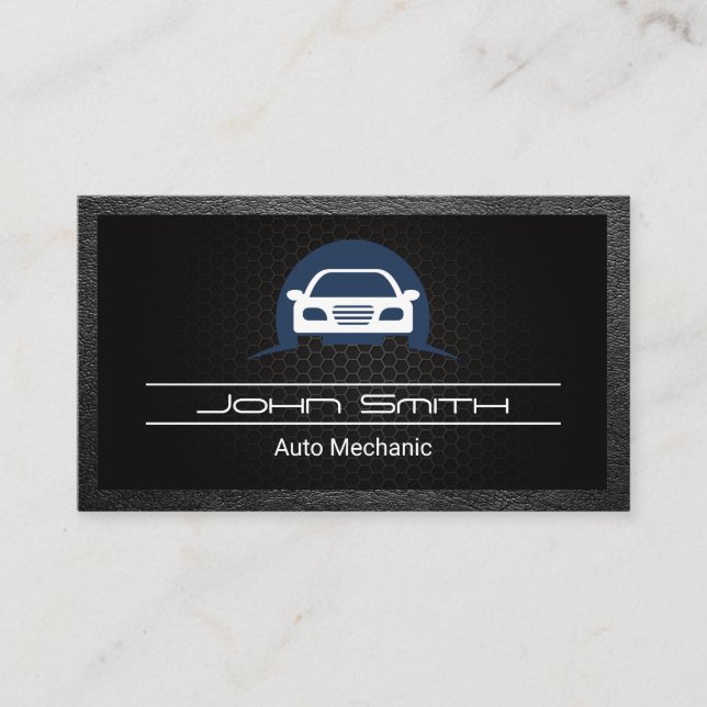 Tarjeta De Visita Logo del coche | Fibra de carbono | Cuero (Anverso)