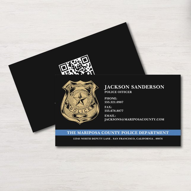 Tarjeta De Visita Logo del código QR del Departamento de Policía (Police Department Law Enforcement Officer Logo Business Card)