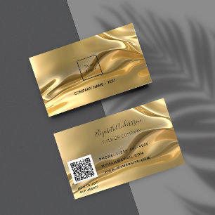 Tarjeta De Visita Logo del código qr metálico dorado
