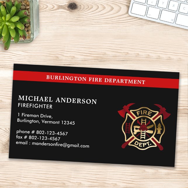 Tarjeta De Visita Logo del Departamento de Bomberos personalizado (Subido por el creador)