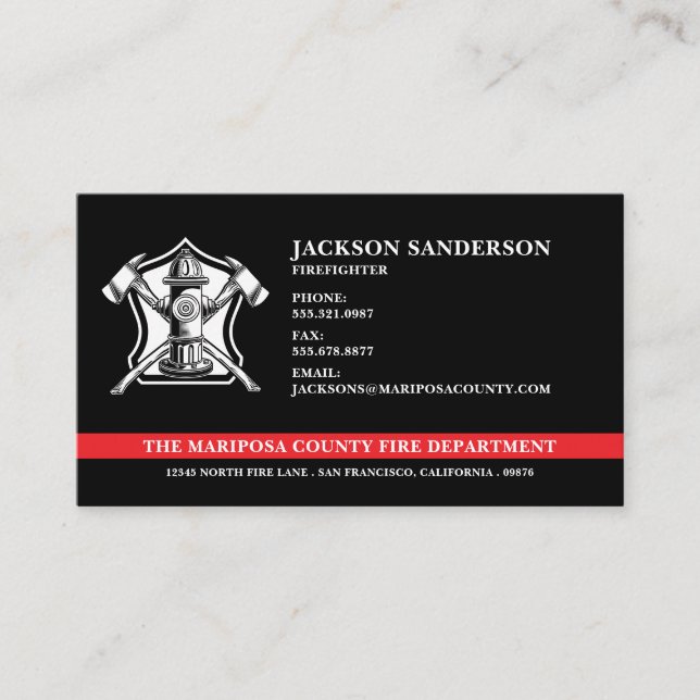 Tarjeta De Visita Logo del Departamento de Bomberos personalizados (Anverso)
