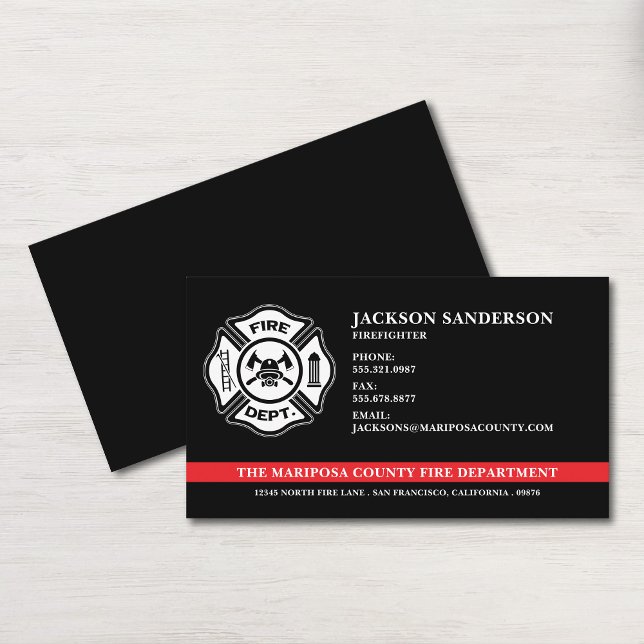 Tarjeta De Visita Logo del Departamento de Bomberos personalizados (Custom Firefighter Fire Department Logo Business Card)