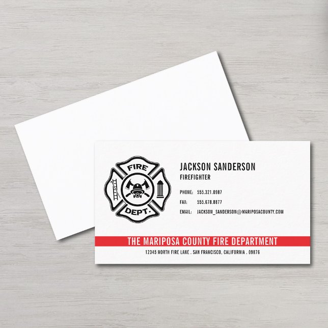 Tarjeta De Visita Logo del Departamento Personalizado de Bomberos (Personalized Firefighter Fire Department Logo Business Card)
