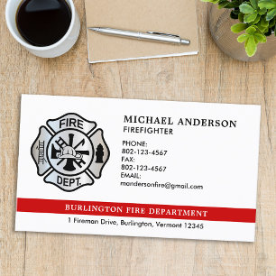 Tarjeta De Visita Logo del Departamento Personalizado de Bomberos