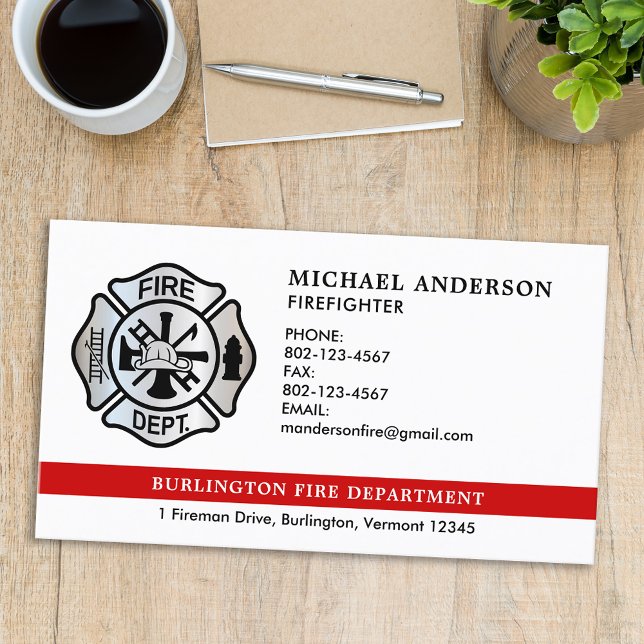 Tarjeta De Visita Logo del Departamento Personalizado de Bomberos (Subido por el creador)