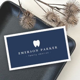 Tarjeta De Visita Logo del diente del dentista azul oscuro minimalis
