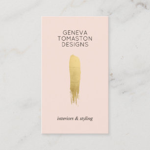 Tarjeta De Visita Logo del Diseñador minimalista de pinceles dorados