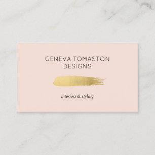 Tarjeta De Visita Logo del Diseñador minimalista de pinceles dorados
