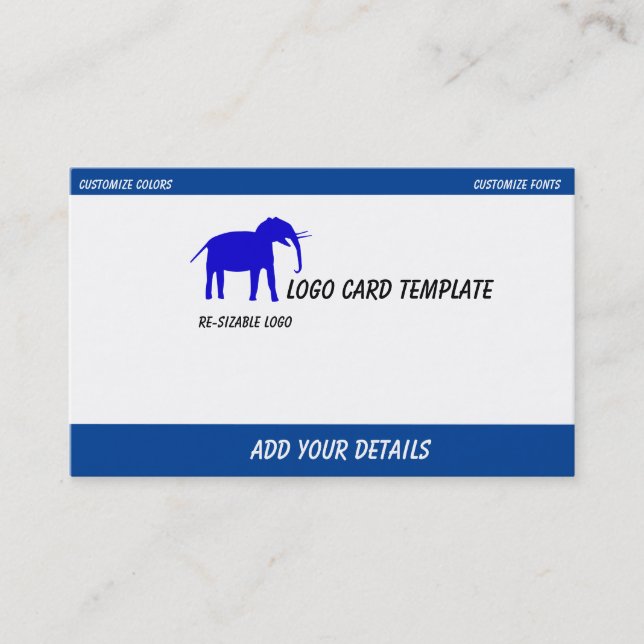Tarjeta De Visita Logo del Elefante Azul (Anverso)