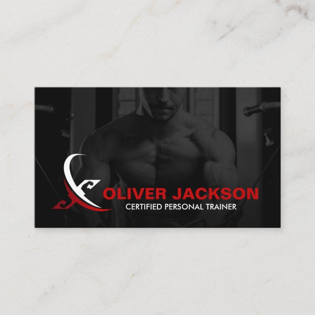 Tarjeta De Visita Logo del entrenador de fitness personal moderno (Anverso)