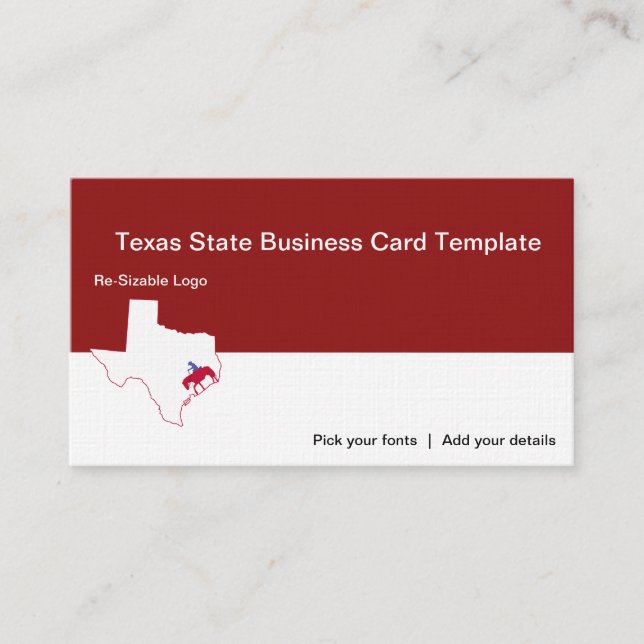 Tarjeta De Visita Logo del Estado de Texas Cowboy (Anverso)