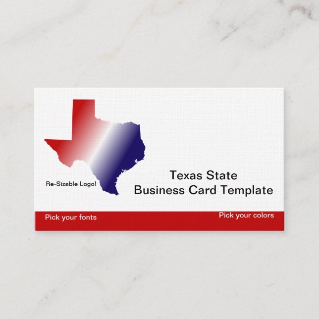 Tarjeta De Visita Logo del estado de Texas rojo, azul blanco (Anverso)