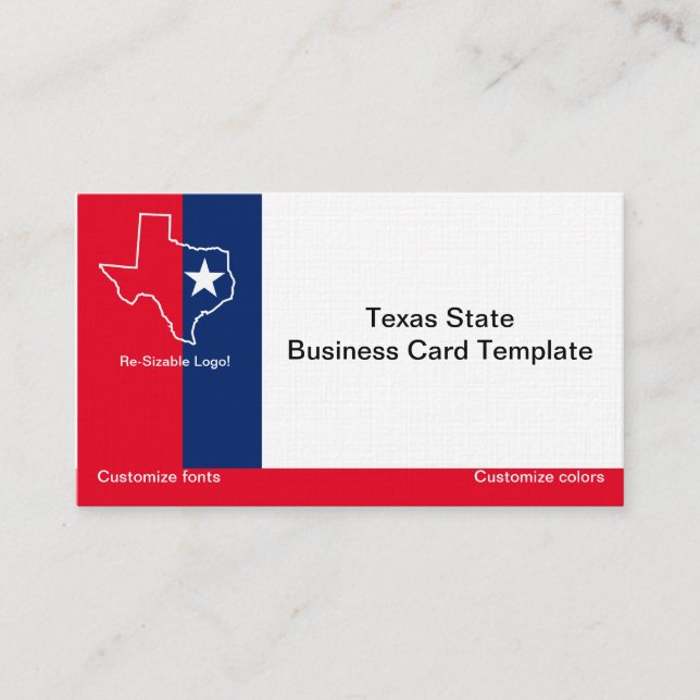 Tarjeta De Visita Logo del estado de Texas rojo, azul blanco (Anverso)